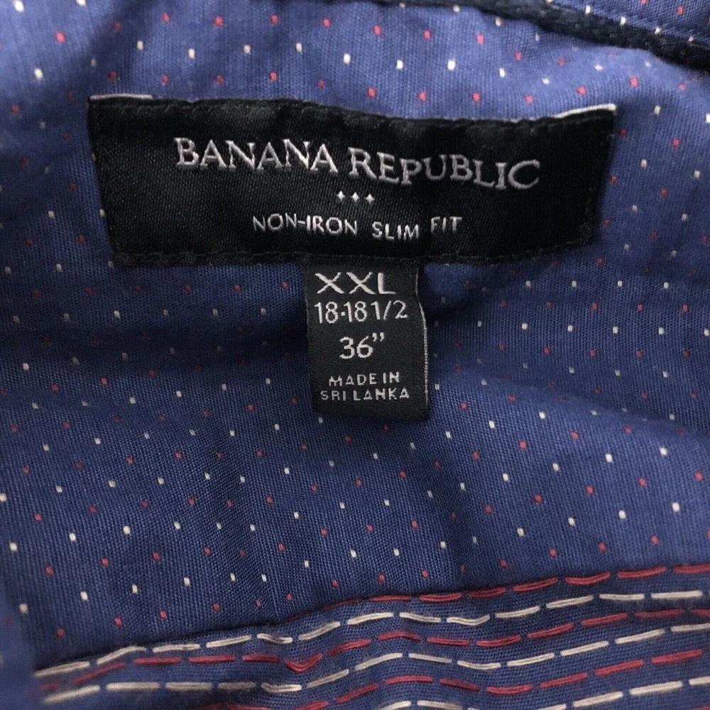Banana Republic Men's Non Iron Slim Fit Button Up Shirt XXL Textured Dot Pattern